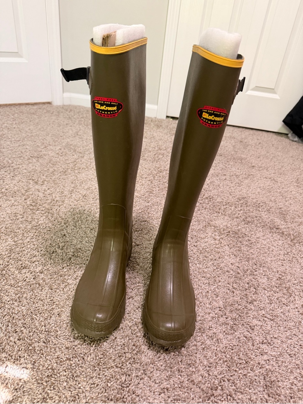 LaCrosse Women's Olive Tall Rubber Boots with Yellow Trim